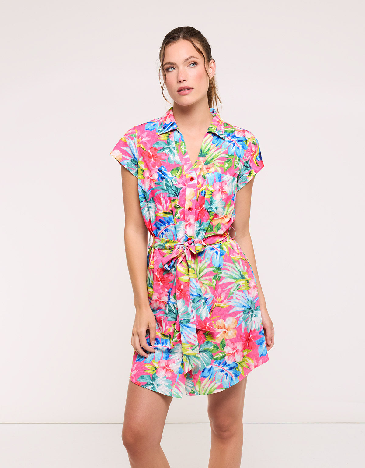 Vestido Corto Rosa con Lazo - Suly