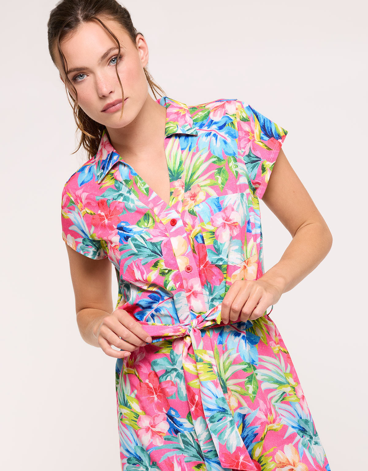 Vestido Corto Rosa con Lazo - Suly 2