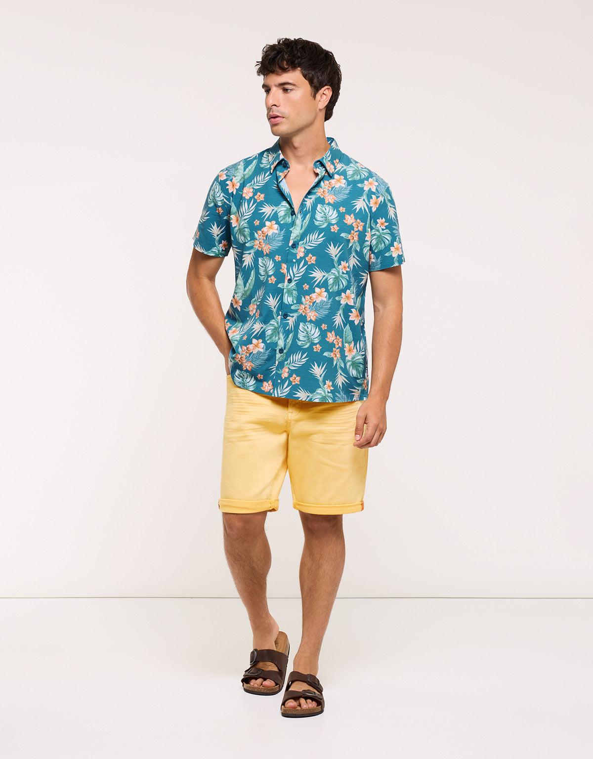 Camisa Flores Manga Corta Azul - Fiji 5