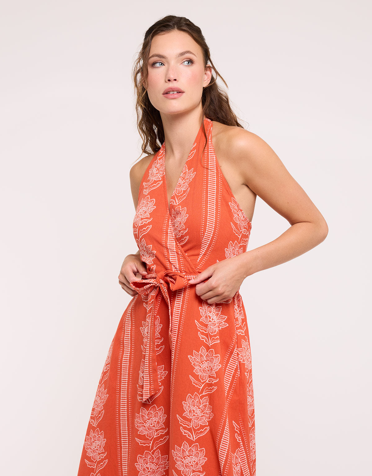 Vestido Midi Naranja con Lazo - Galia 2