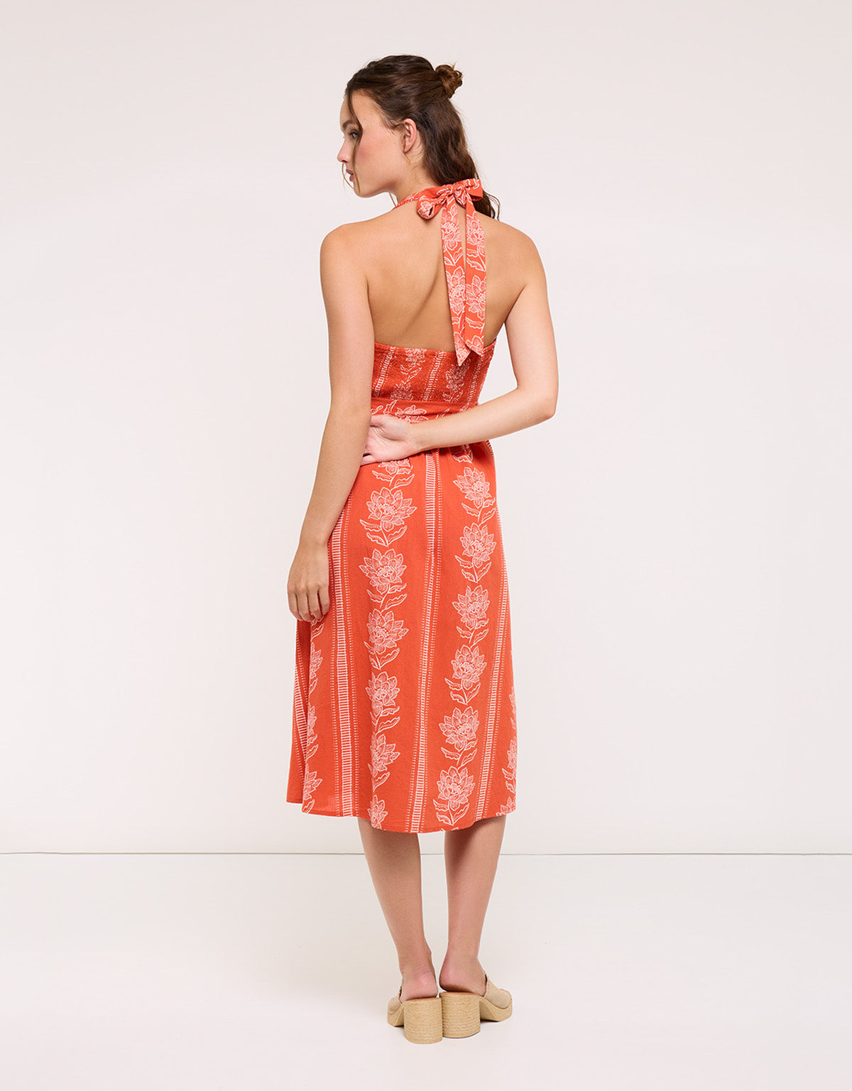 Vestido Midi Naranja con Lazo - Galia 3