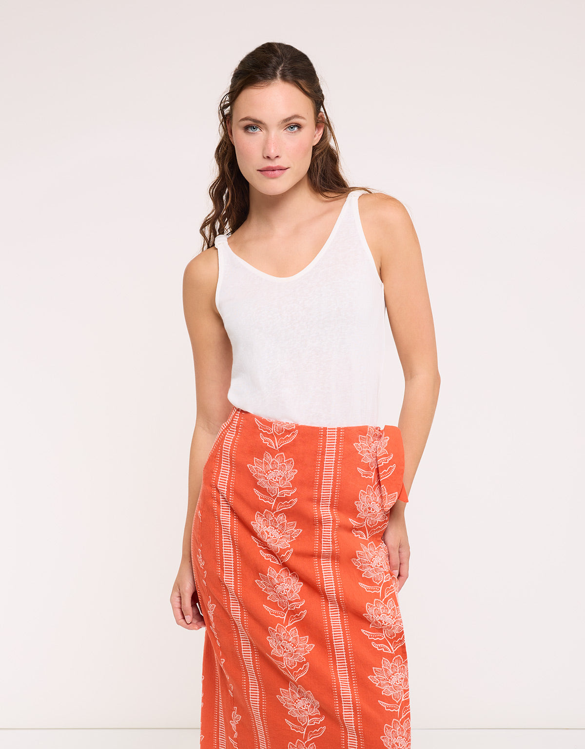 Falda Midi Naranja con Lazo - Gilia 2