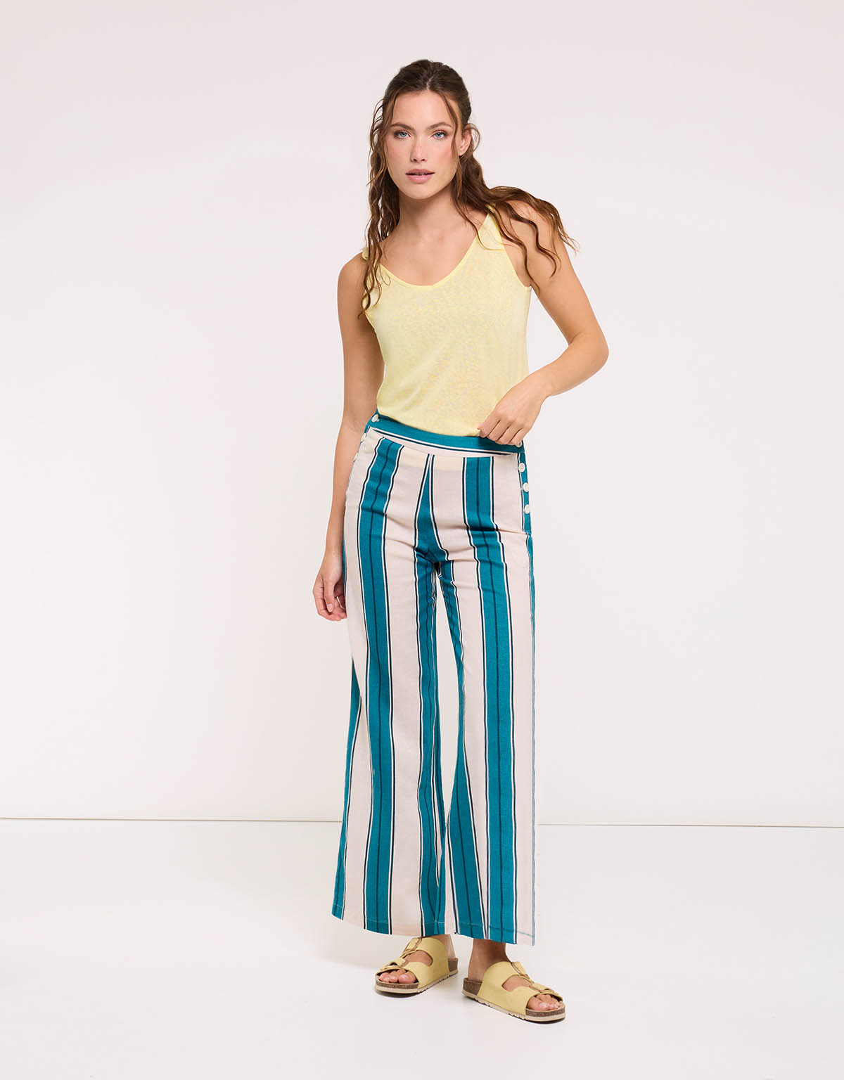 Pantalón Largo Turquesa Rayas - Doven 4