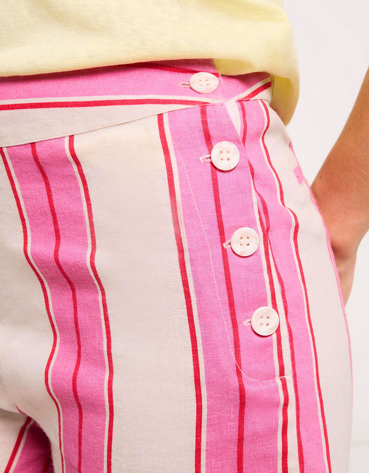 Pink Striped Button Shorts – Dovena