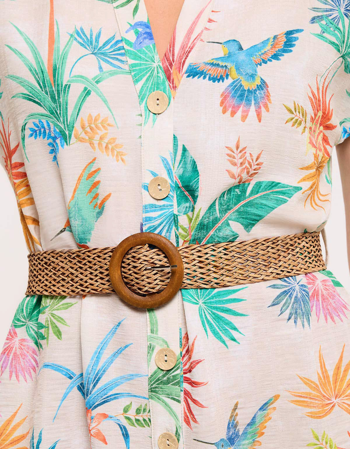Hummingbird Shirt Dress with Belt – Calimea