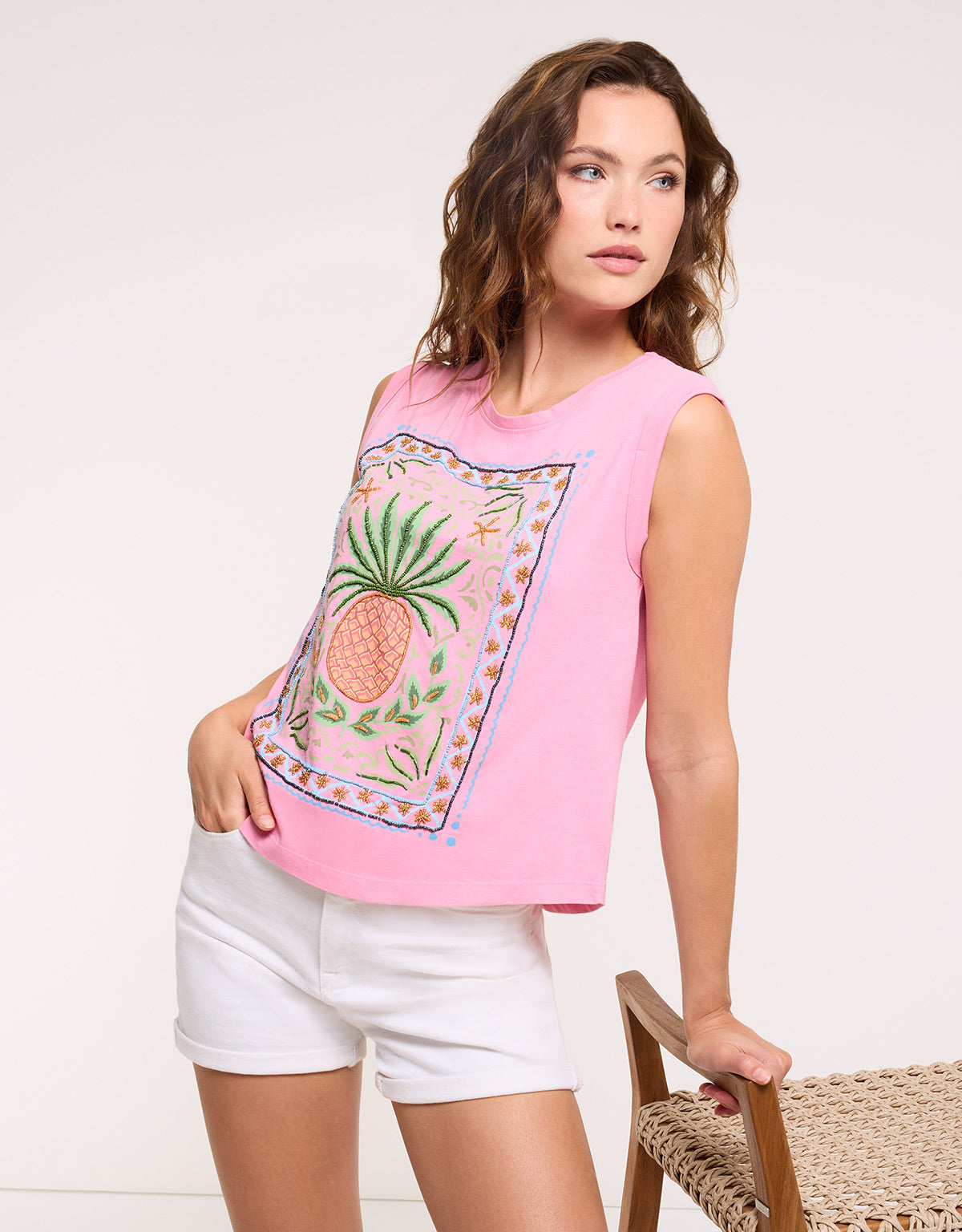 Camiseta Piña Sin Mangas Rosa - Pineti 2