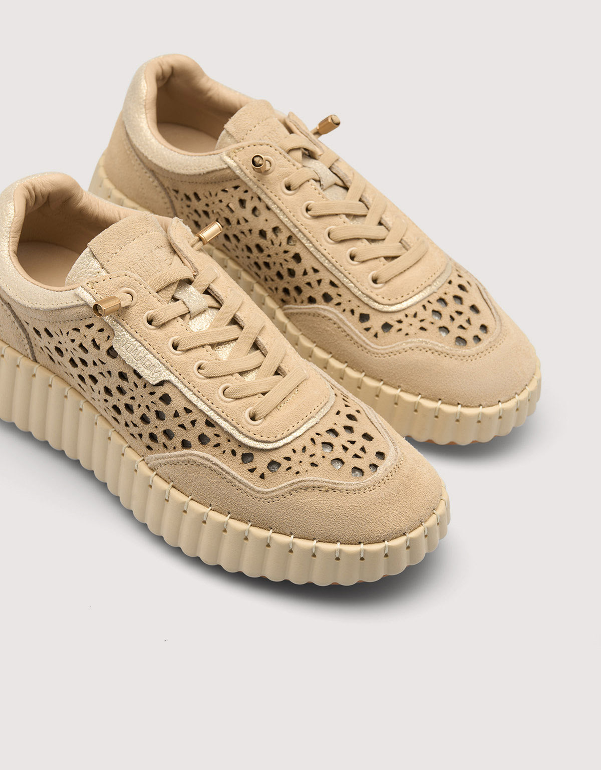 Gold Perforated Leather Sneakers - Sienna