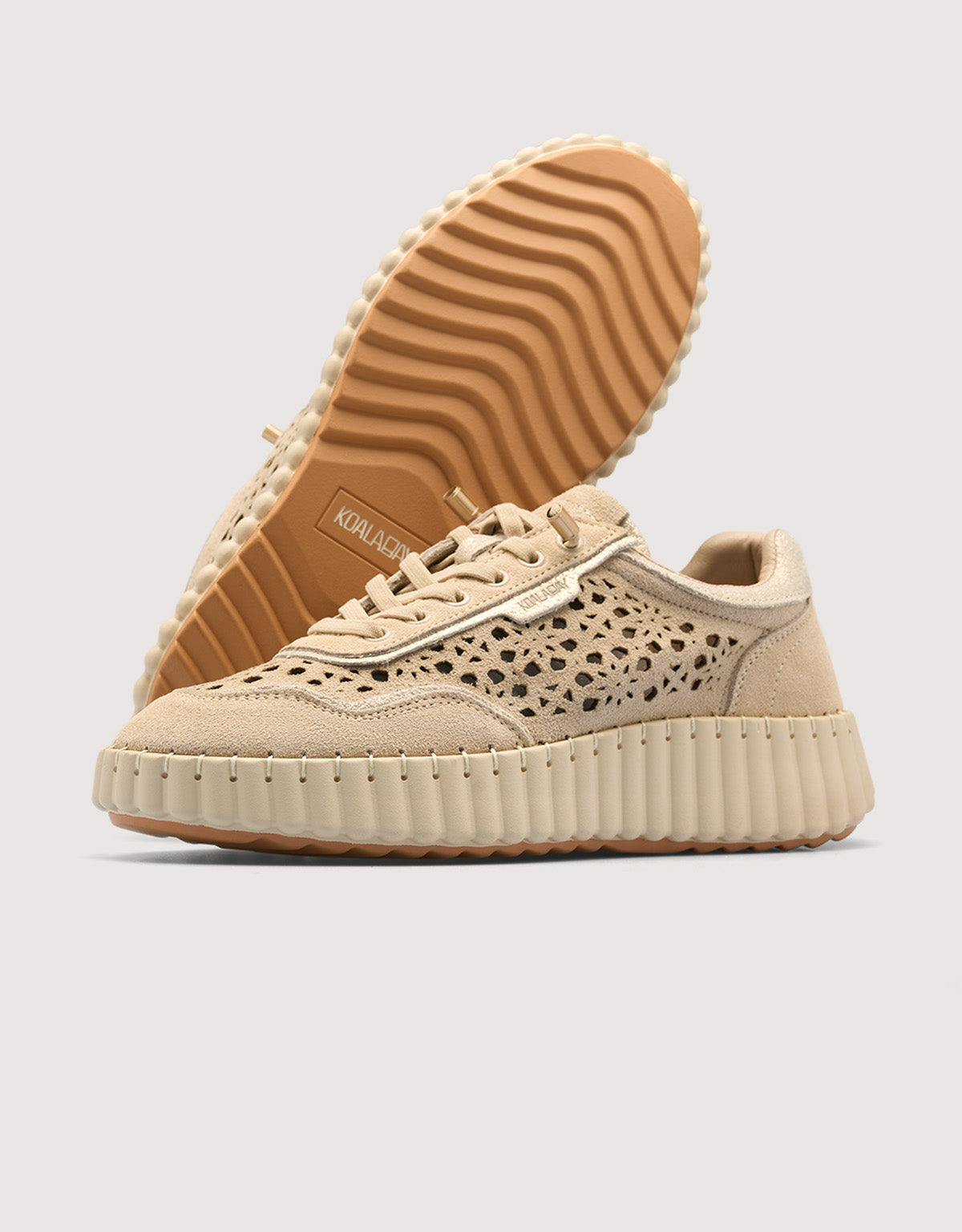 Gold Perforated Leather Sneakers - Sienna