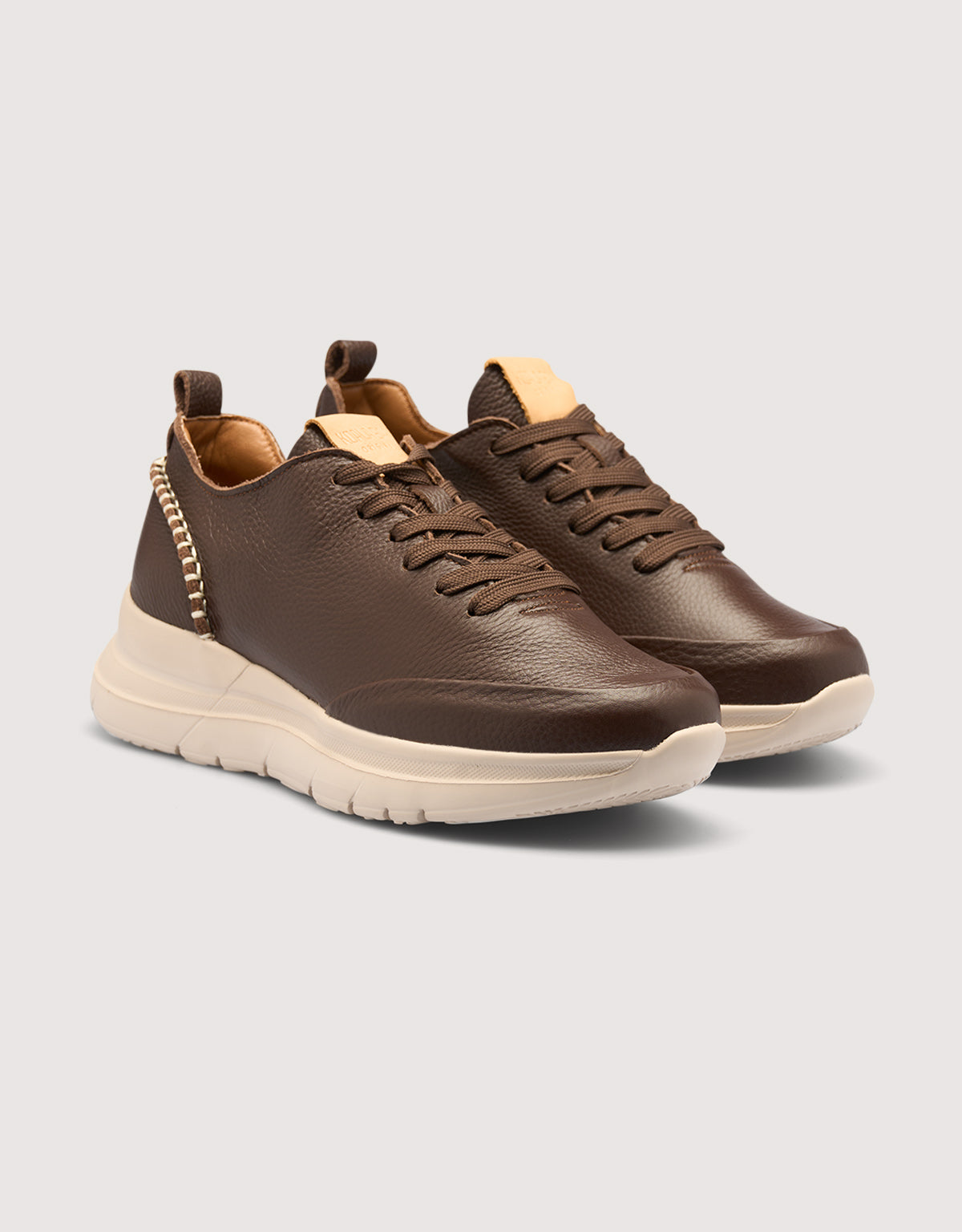 Chocolate Brown Leather Sneakers - Morella