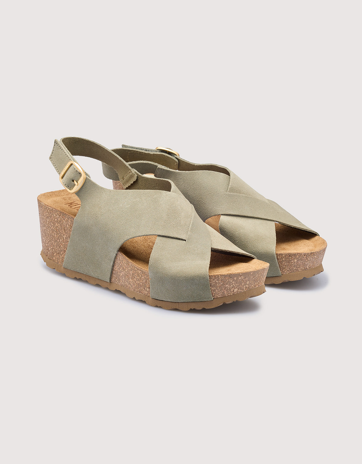 Suede Wedge Sandal in Olive Green – Osuna