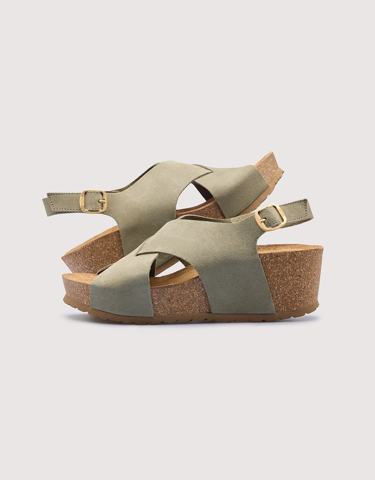 Suede Wedge Sandal in Olive Green – Osuna