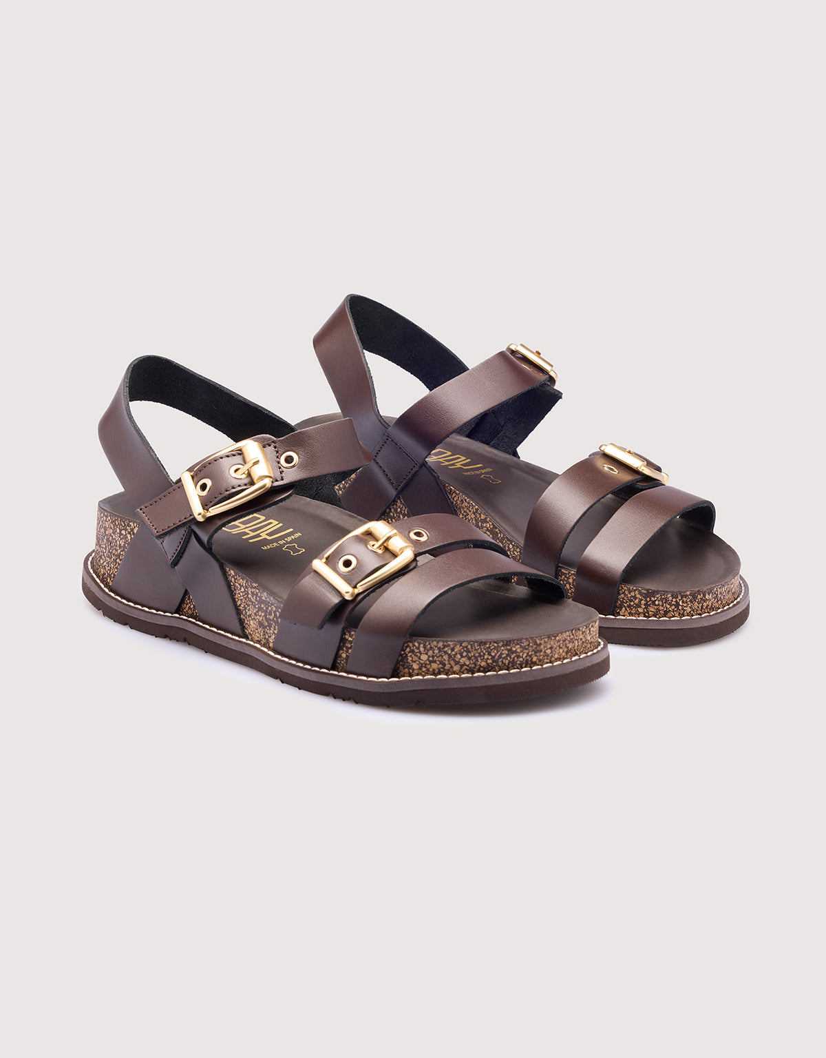 Brown Leather Wedge Sandals - Aracena