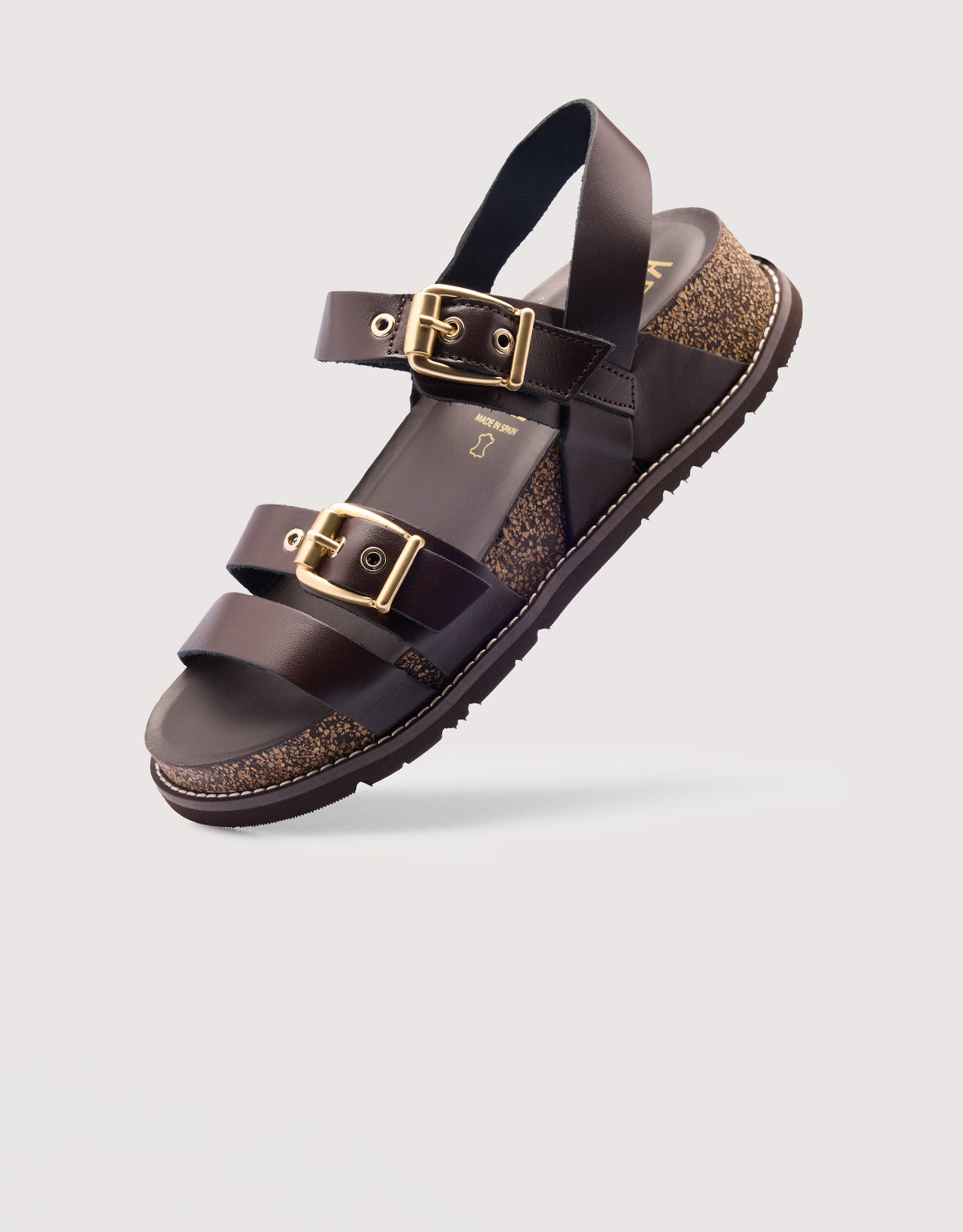 Brown Leather Wedge Sandals - Aracena