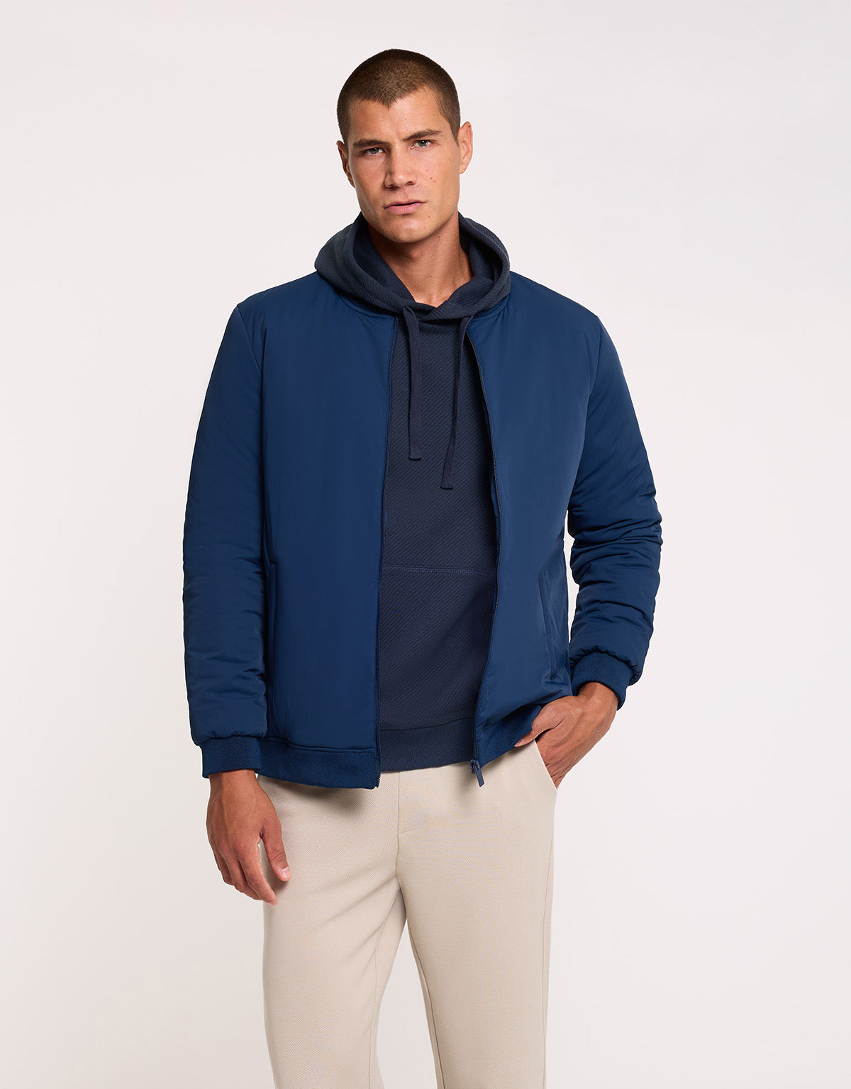 Navy Blue Bomber Jacket - Bocky