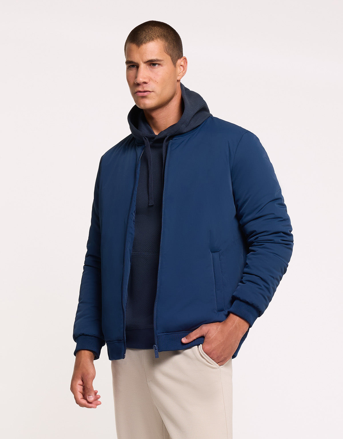 Navy Blue Bomber Jacket - Bocky