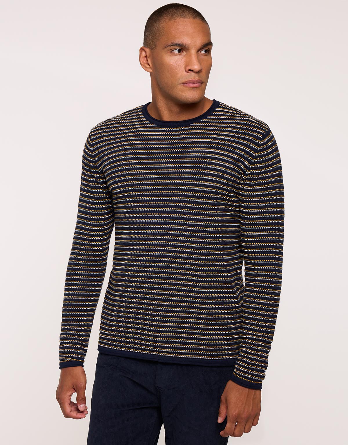 Navy Blue Long Sleeve Sweater - Bazini