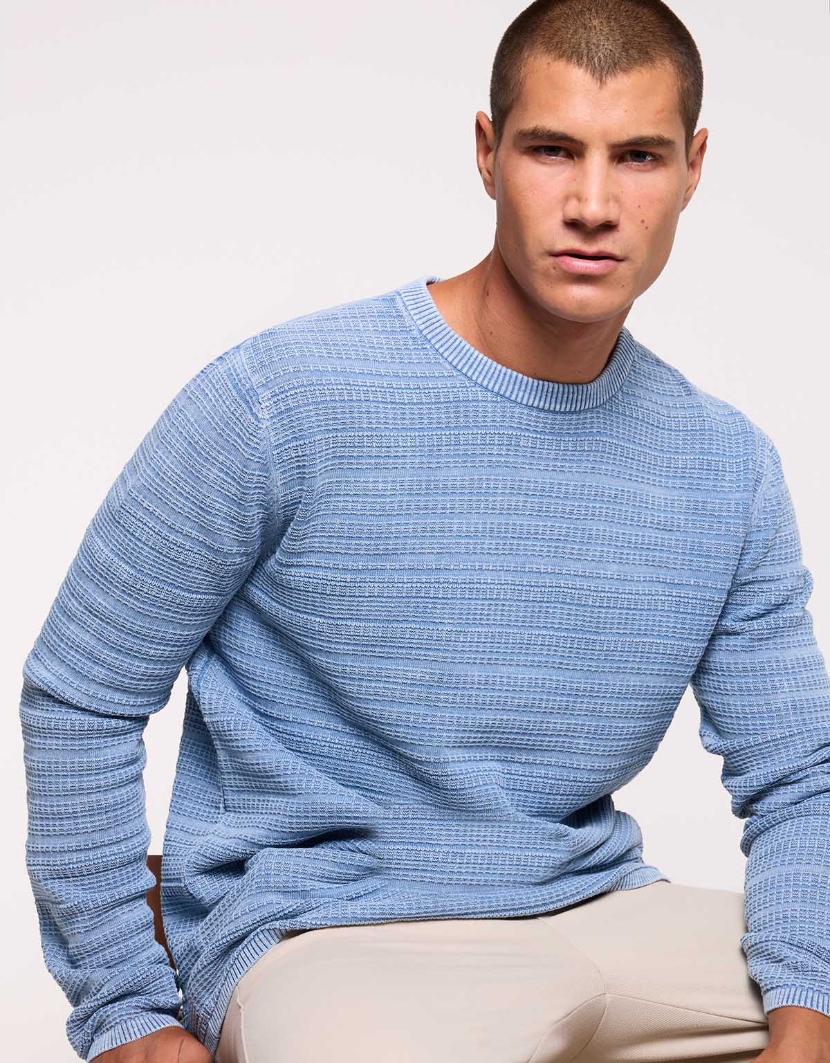 Blue Textured Sweater - Calimero