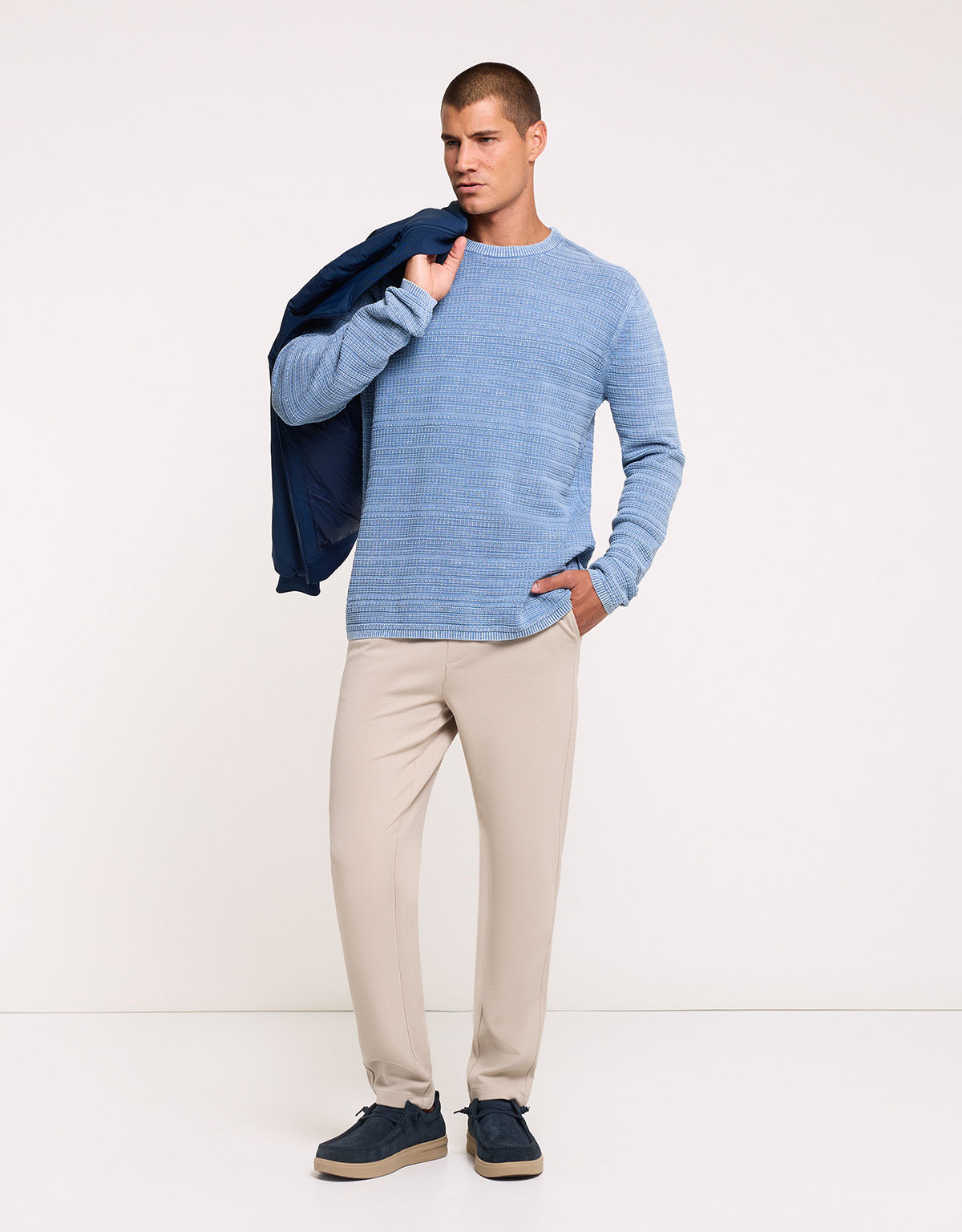 Blue Textured Sweater - Calimero