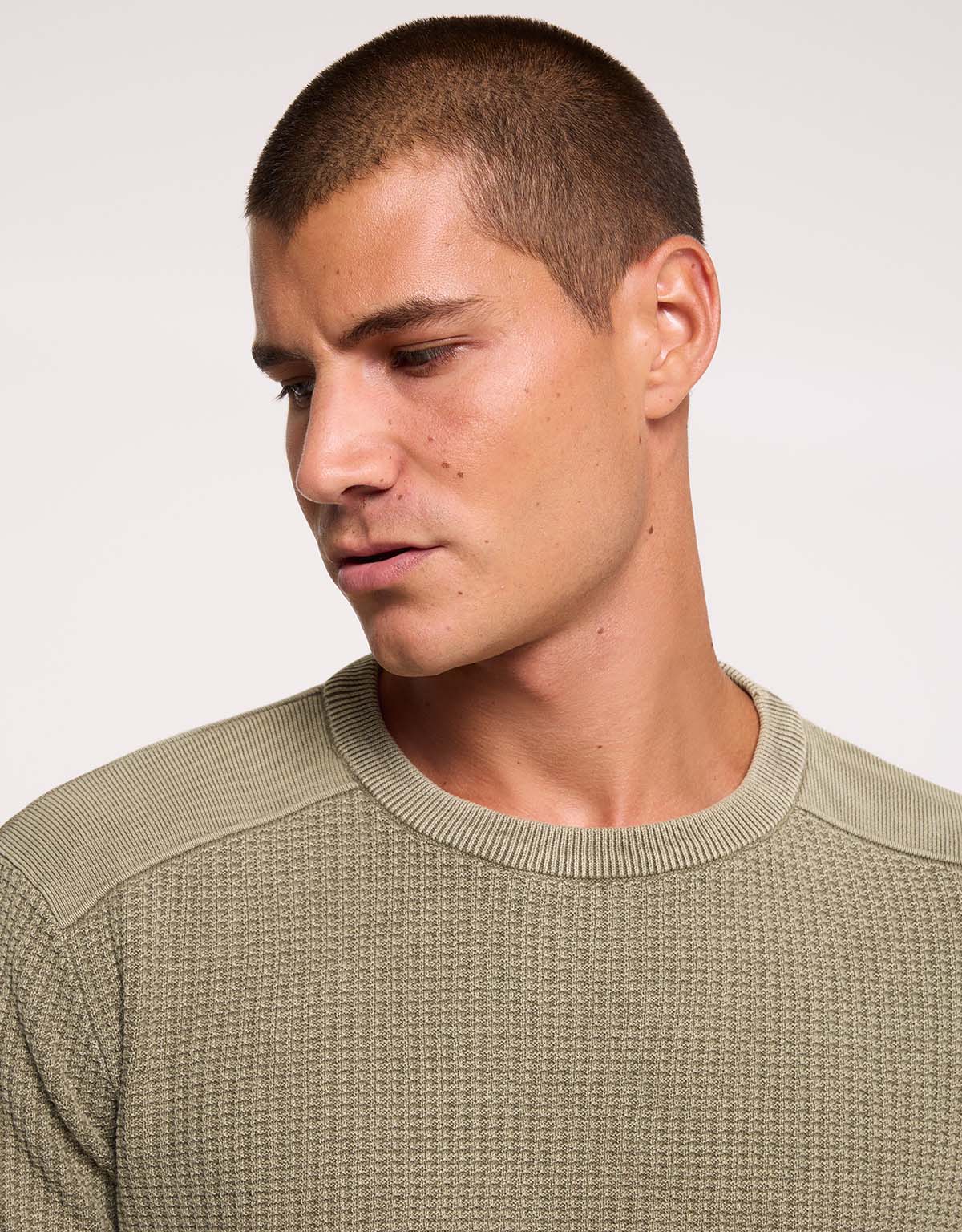 Khaki Textured Sweater - Milt