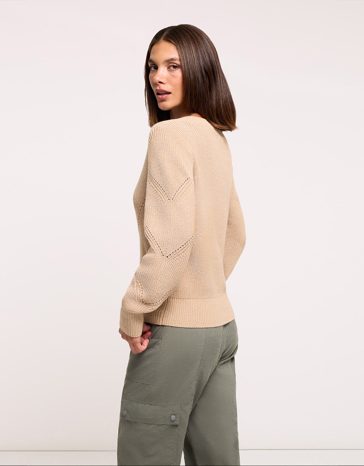 Jersey Manga Larga Beige - Glitter