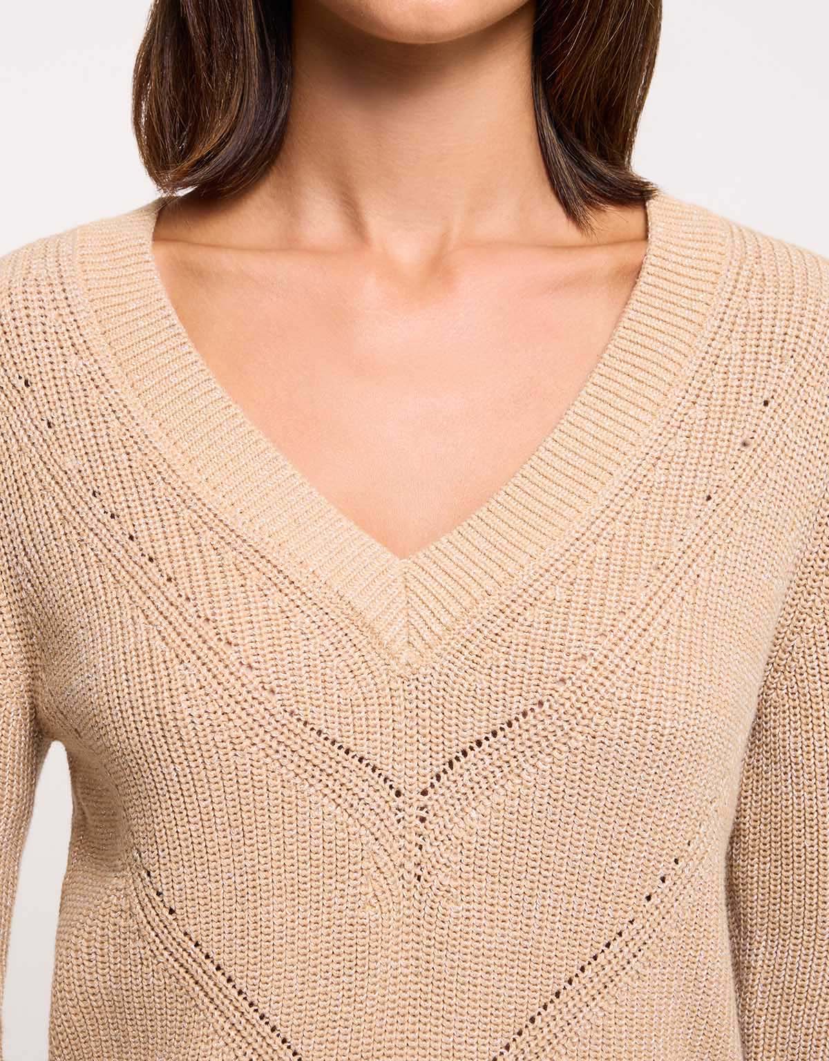 Jersey Manga Larga Beige - Glitter