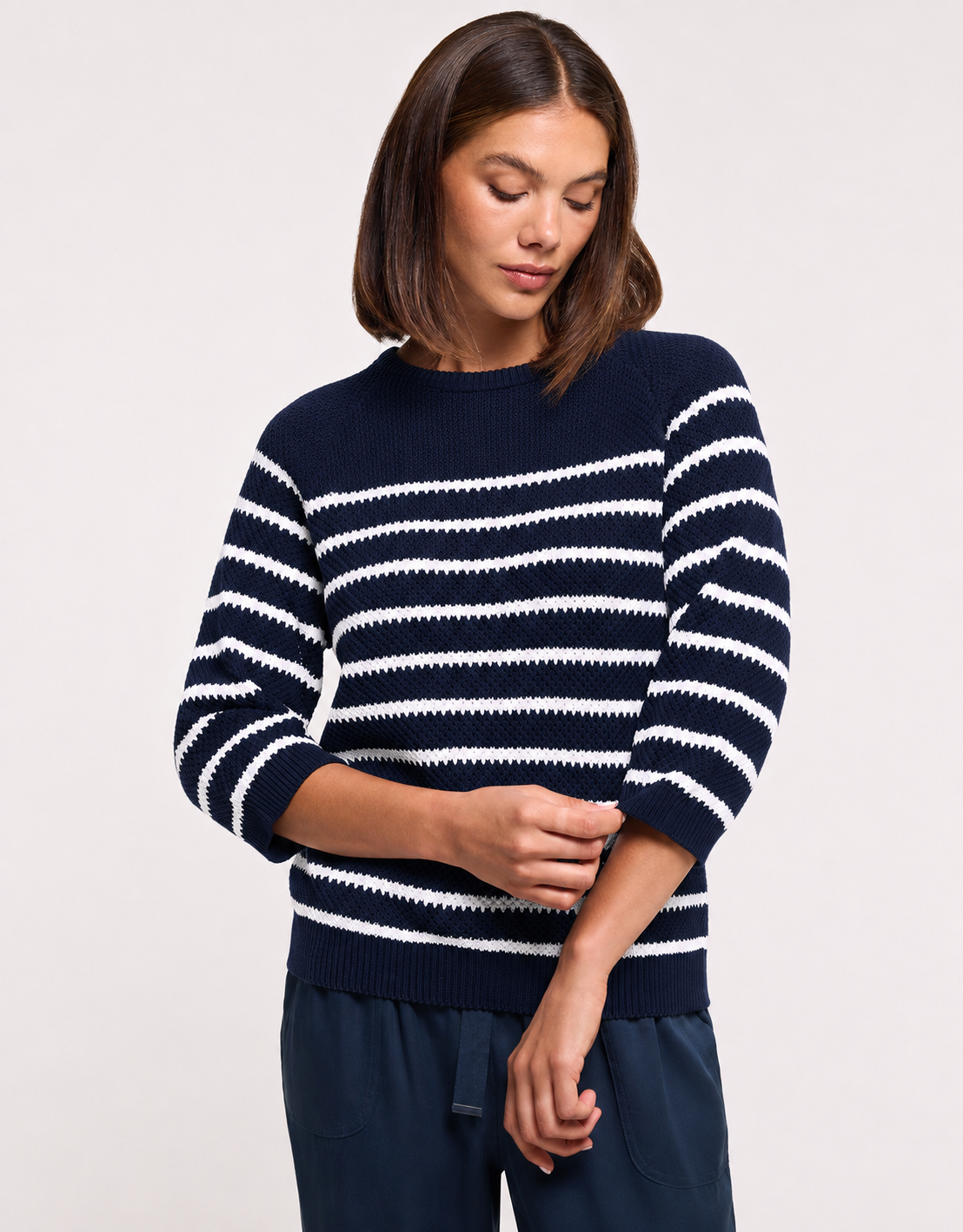 Navy Blue Striped Long-Sleeved Jumper - Zibri II