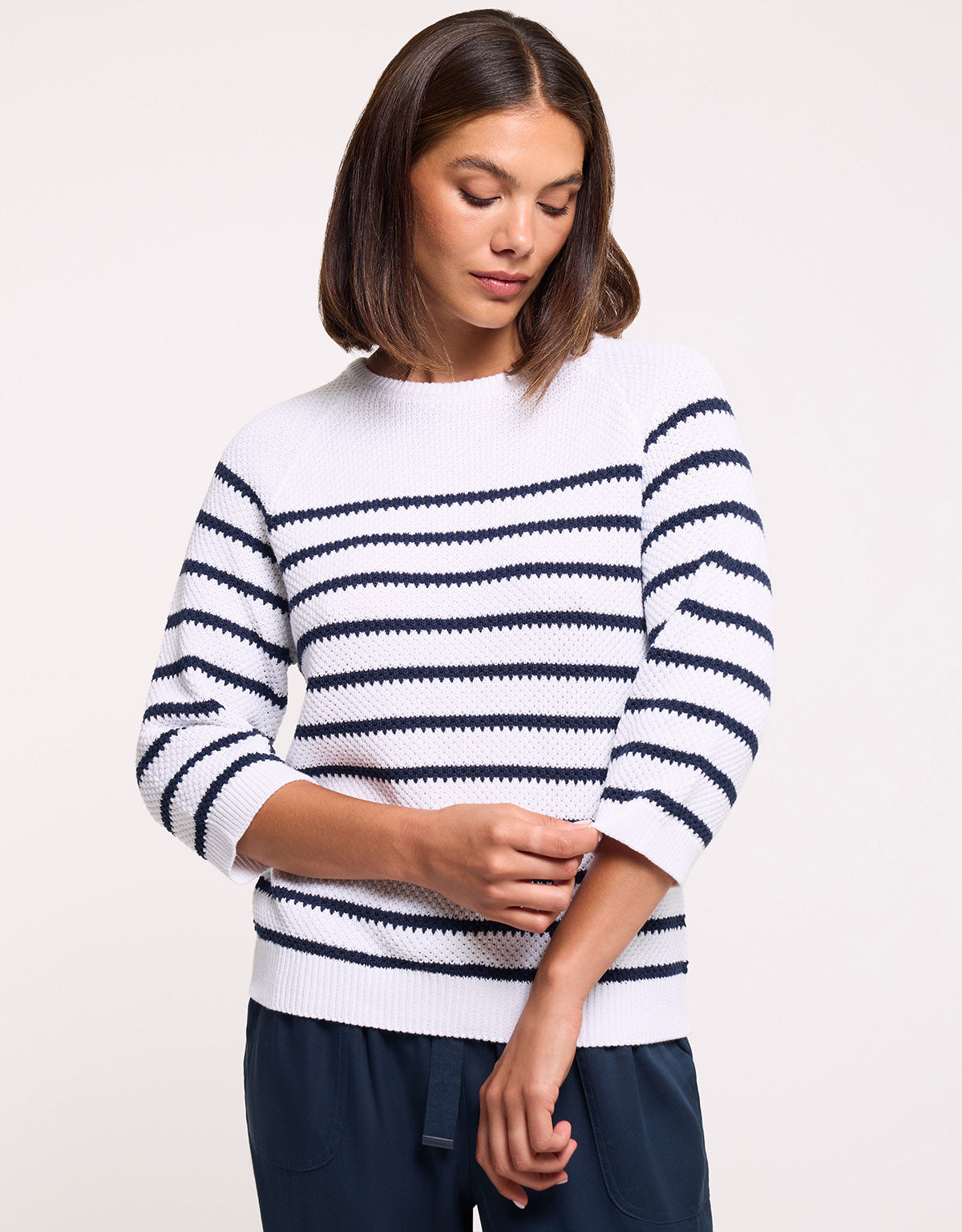 Long Sleeve Jumper White Striped - Zibri II