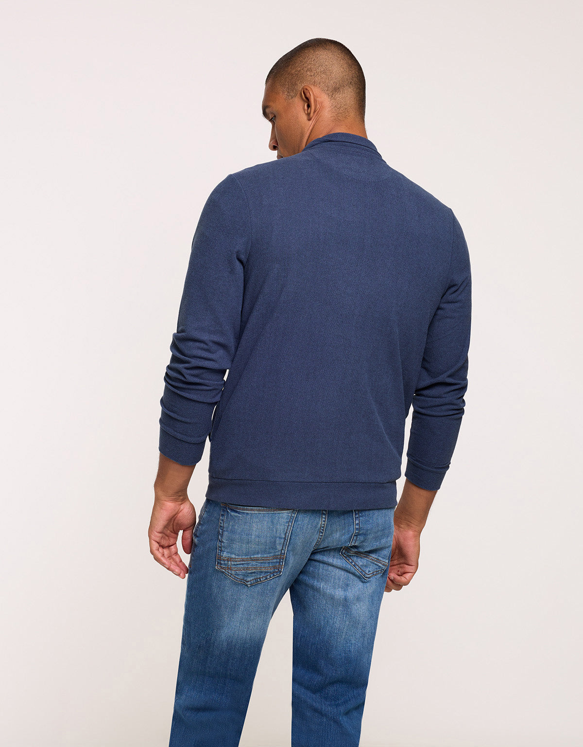 Navy Blue Zip-Up Sweatshirt - Mosito