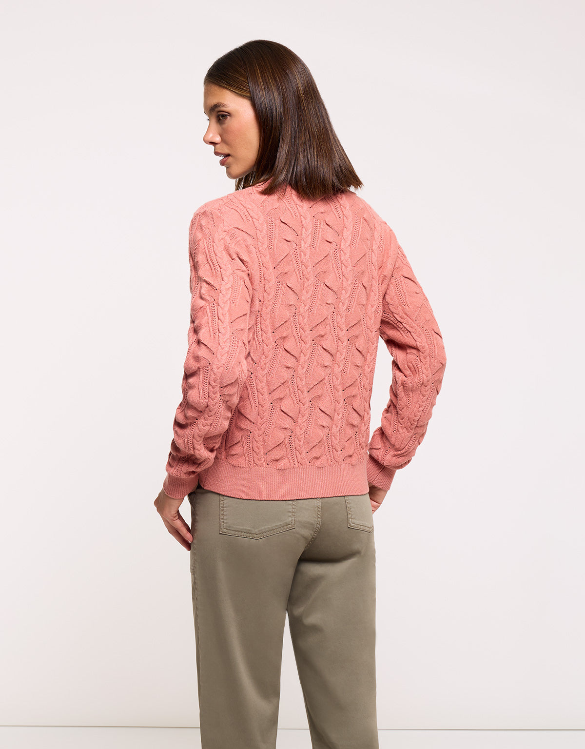 Pink Cable-Knit Button Jumper - Kana