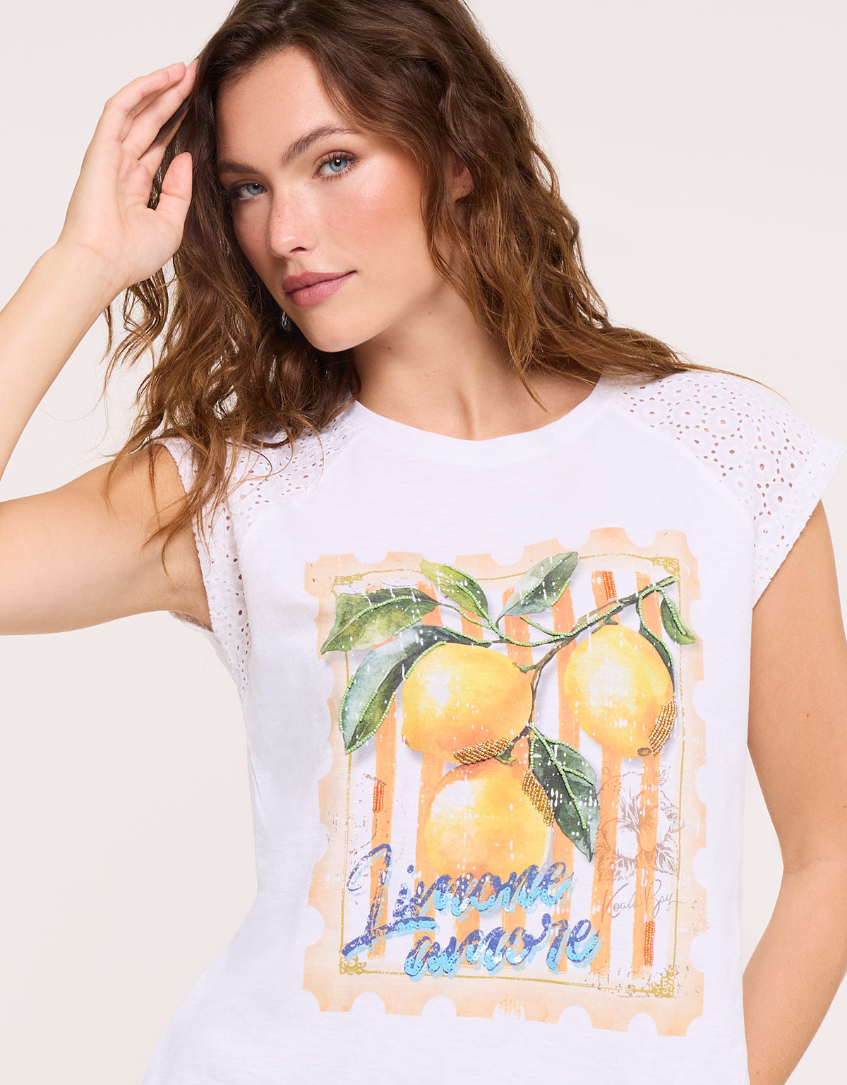 Camiseta Limones Manga Calada Blanco - Celom 2