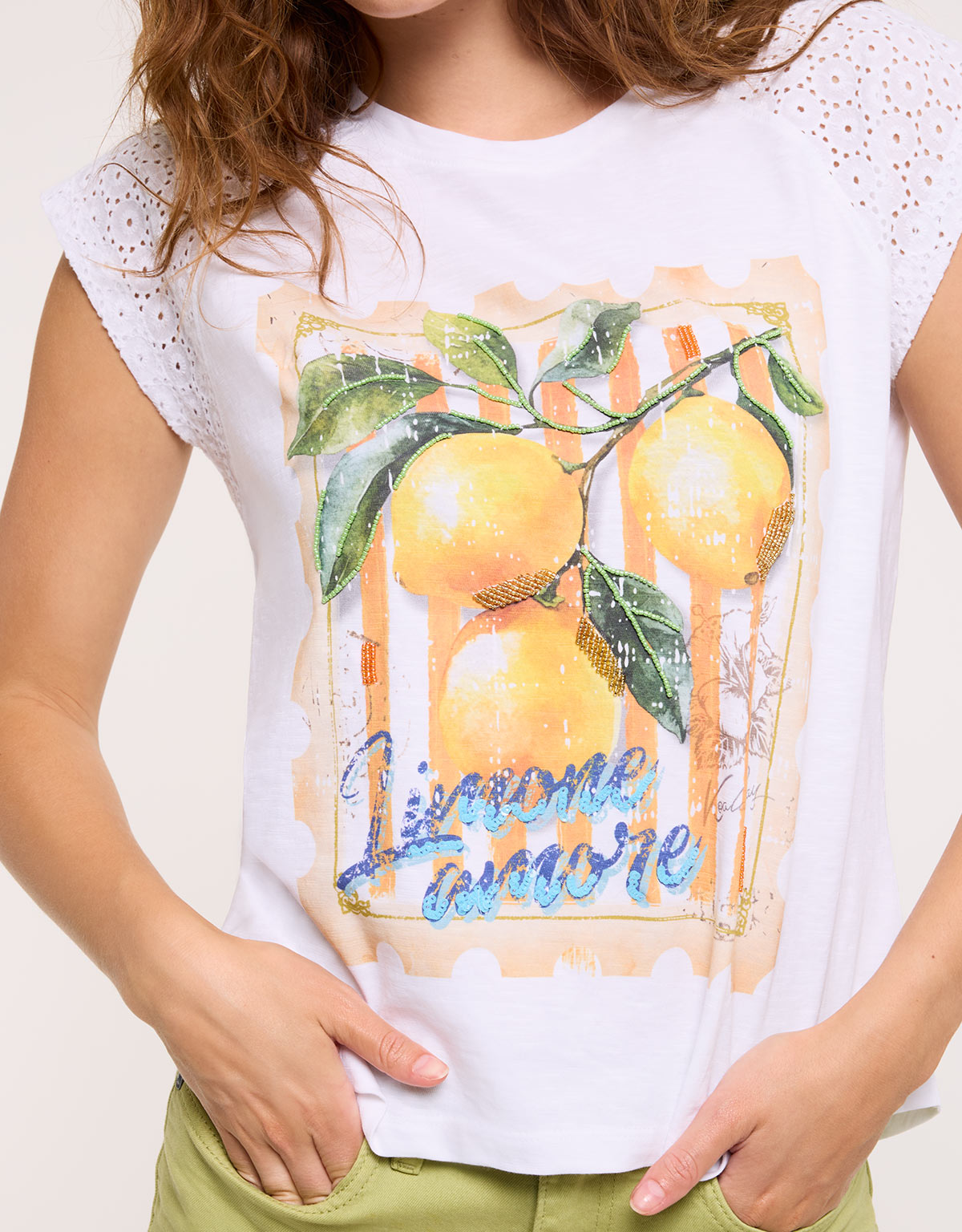 Camiseta Limones Manga Calada Blanco - Celom 5