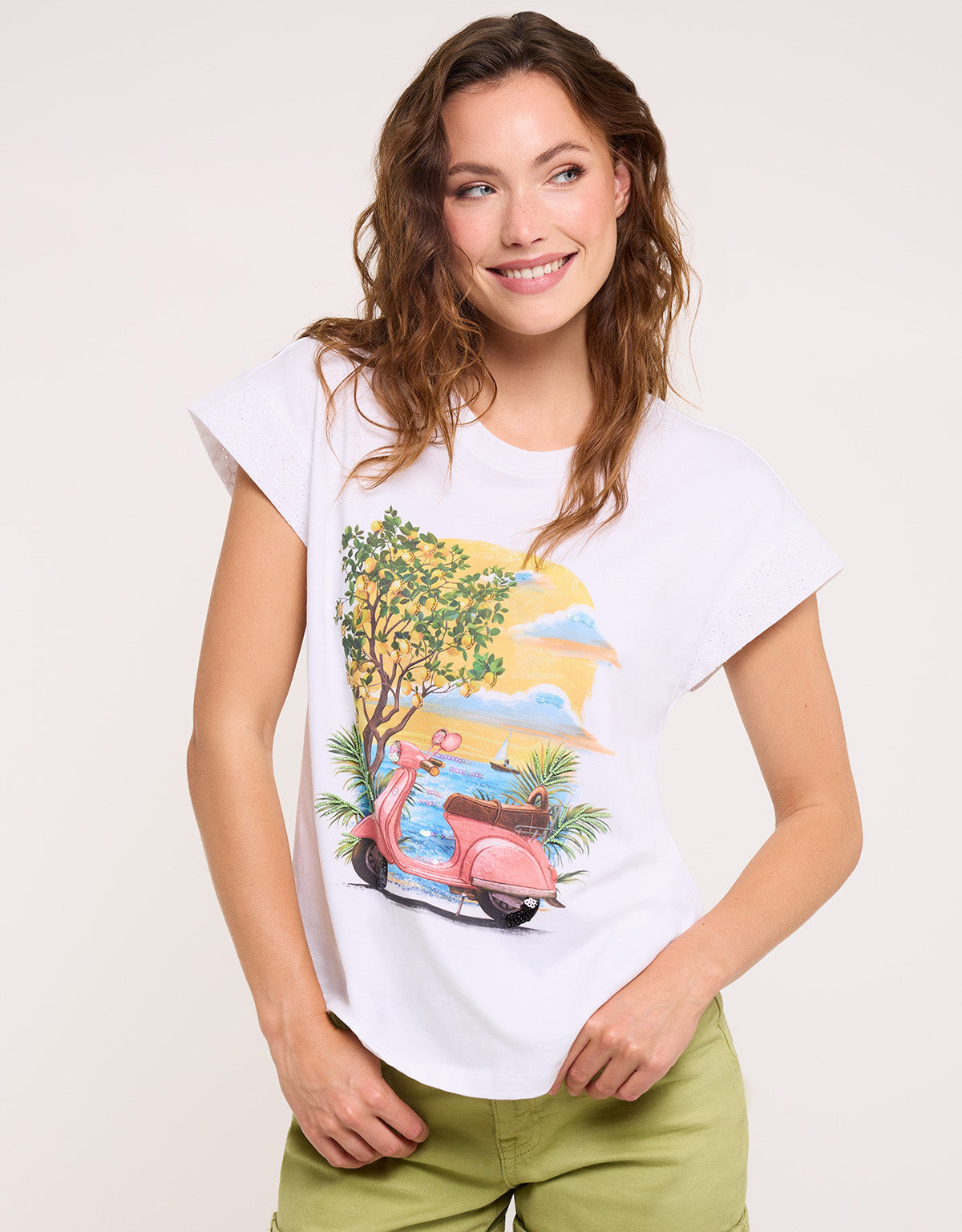 Camiseta Vespa Manga Corta Blanco - Cilemon