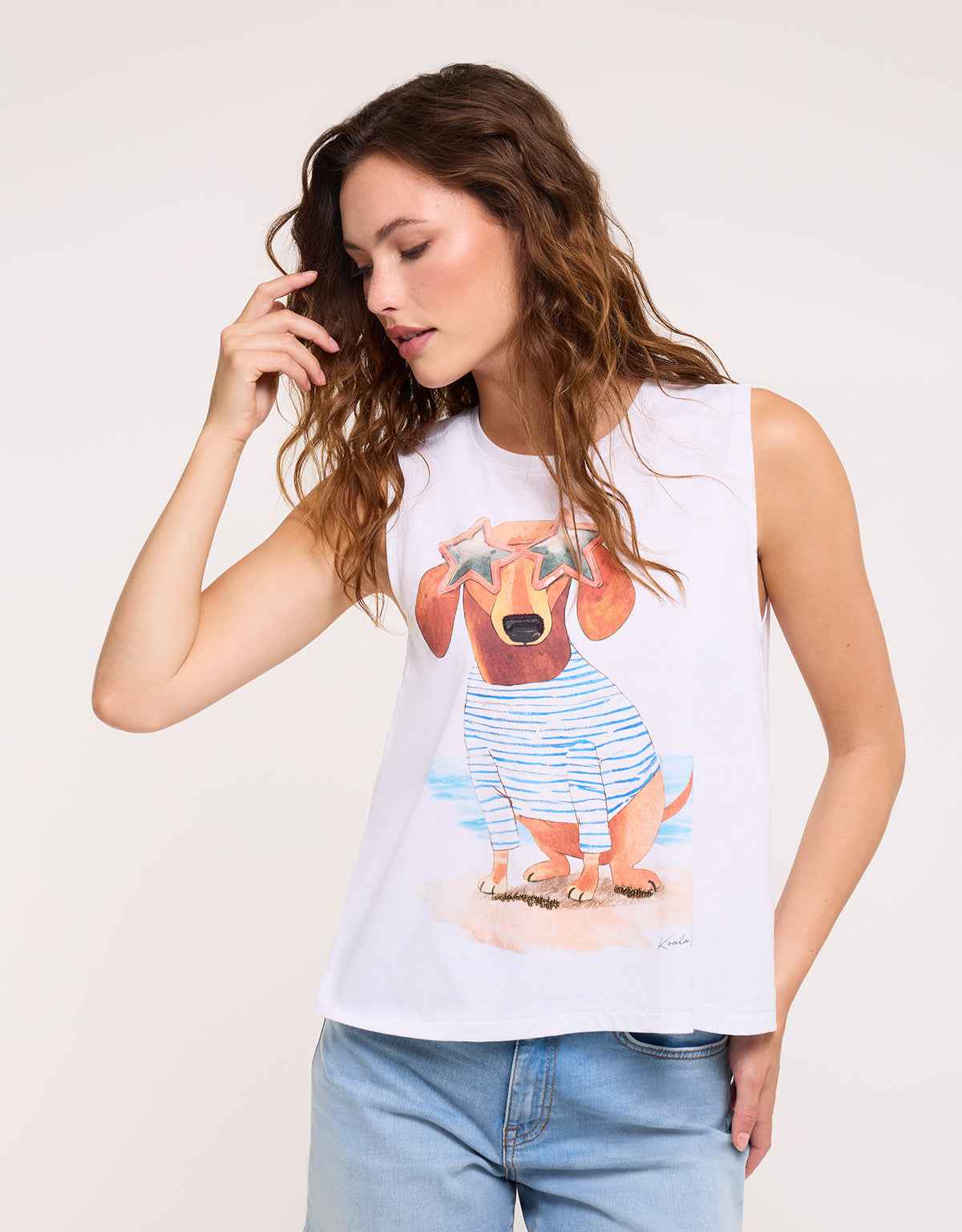 Camiseta Teckel Sin Mangas Blanco - Minusi 2