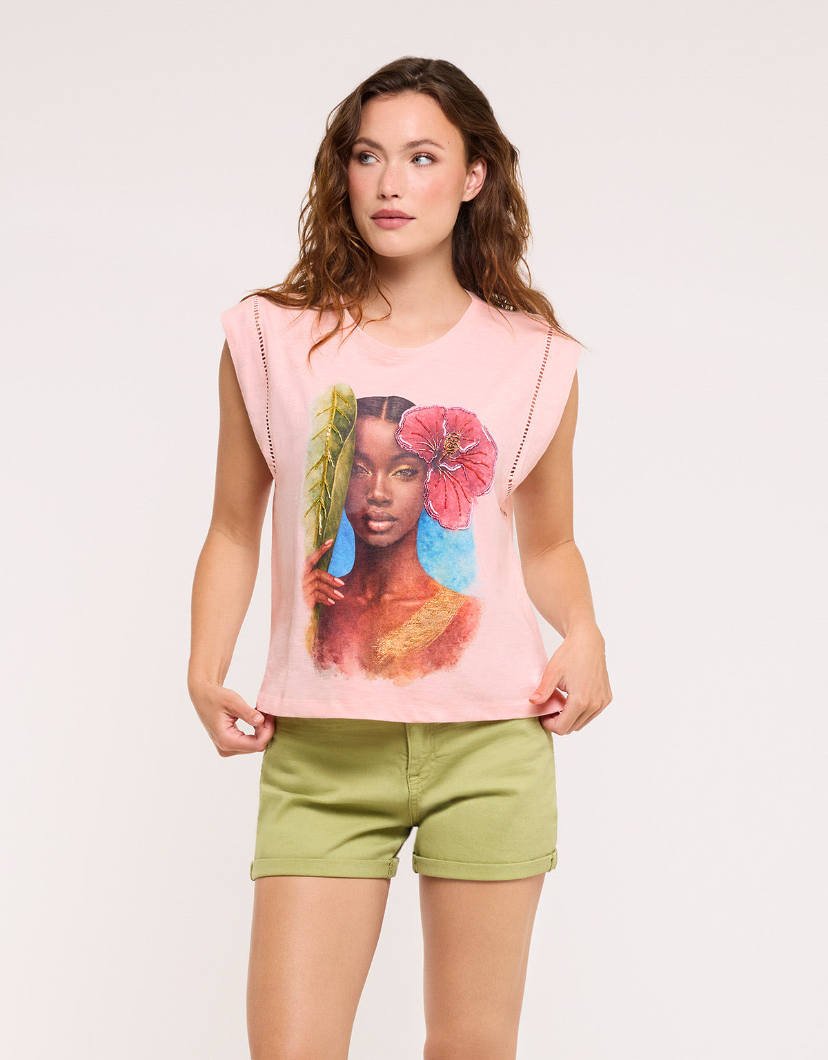 Camiseta Sin Mangas Pedrería Rosa - Zotiana