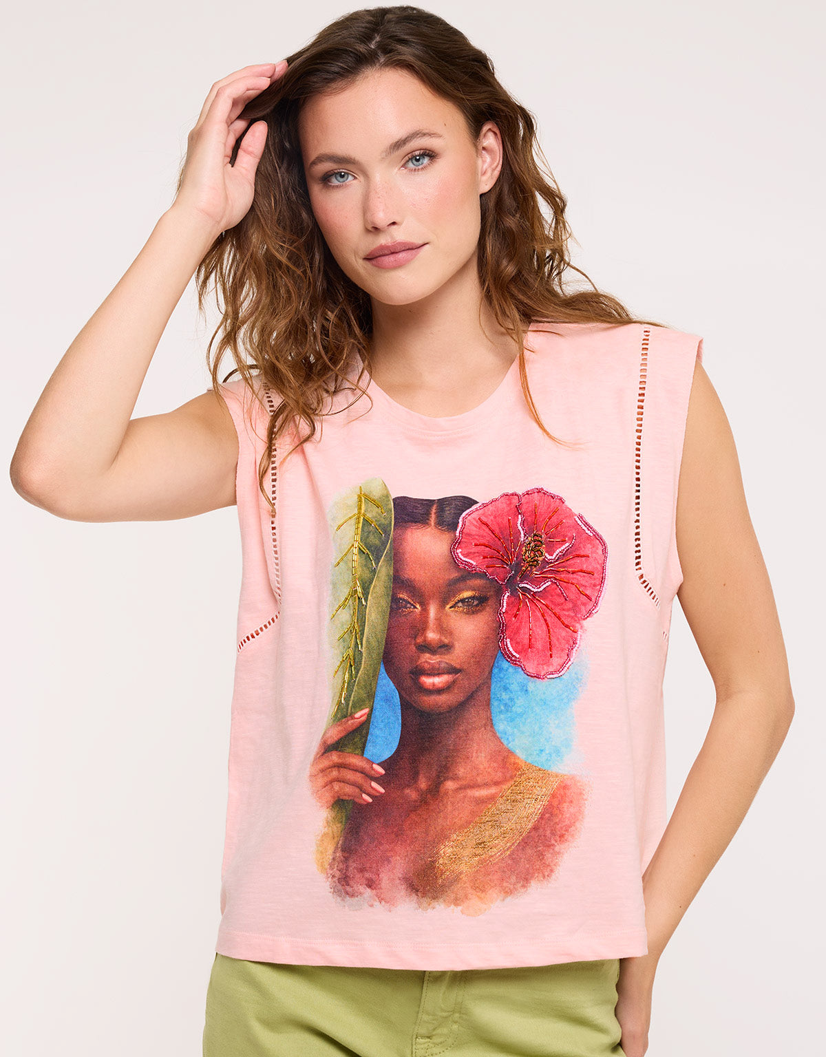 Camiseta Sin Mangas Pedrería Rosa - Zotiana 2