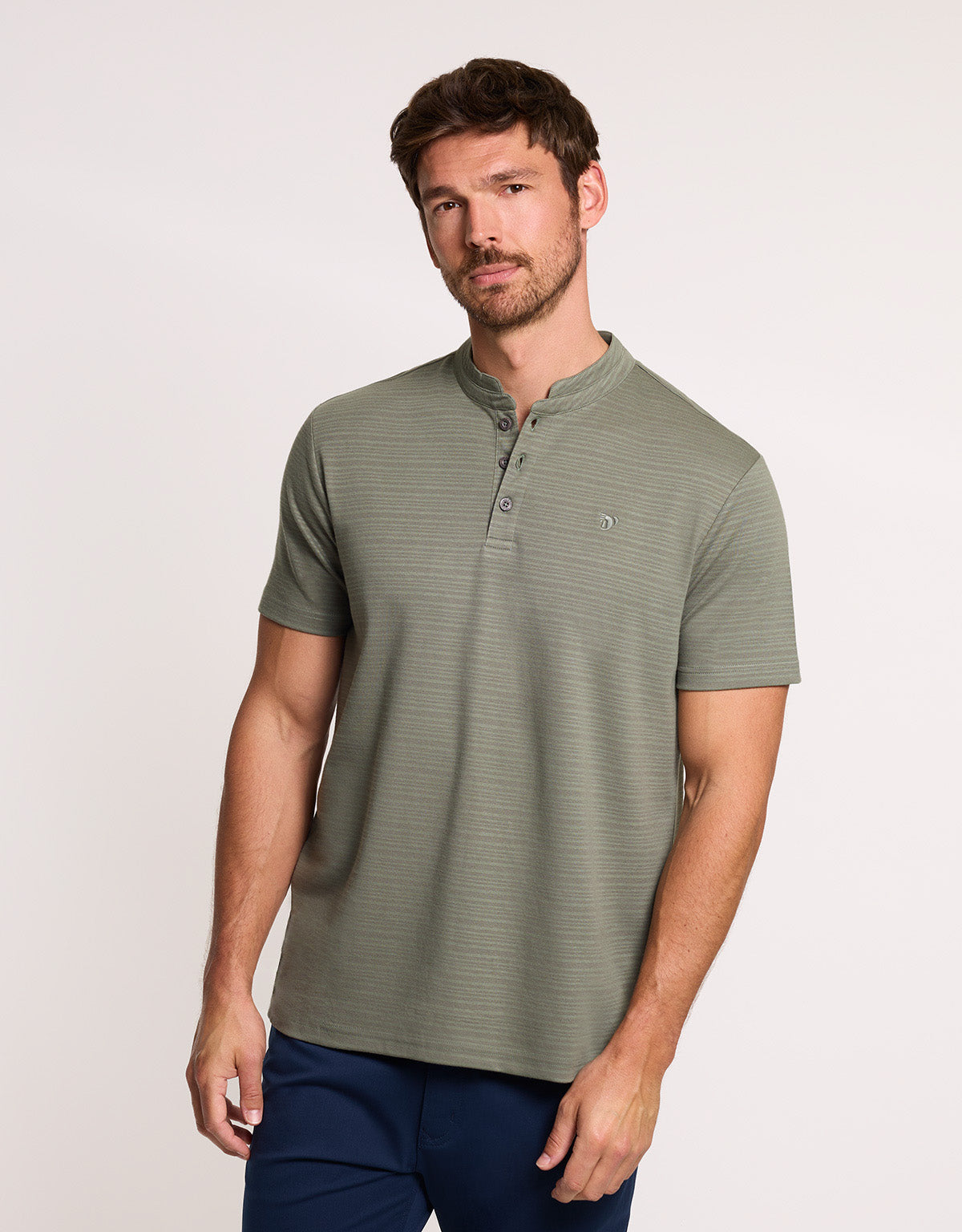 Khaki Short-Sleeved Button-Up T-Shirt - Dardlar