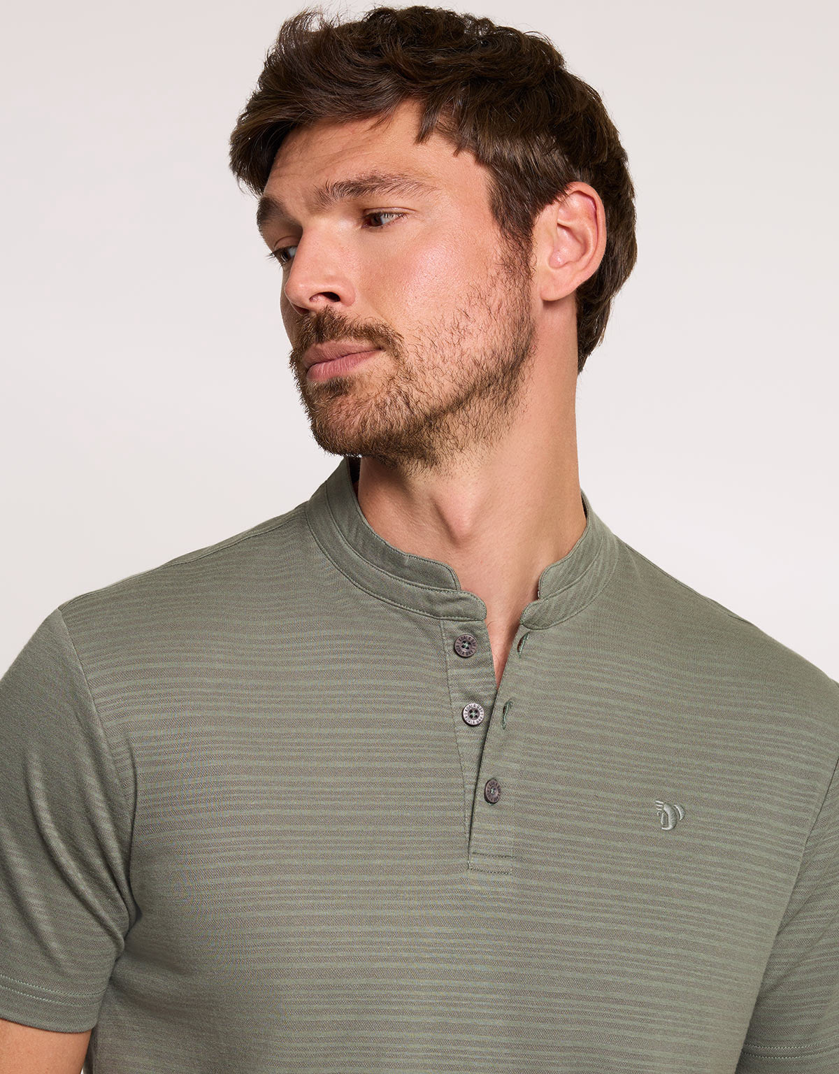Khaki Short-Sleeved Button-Up T-Shirt - Dardlar