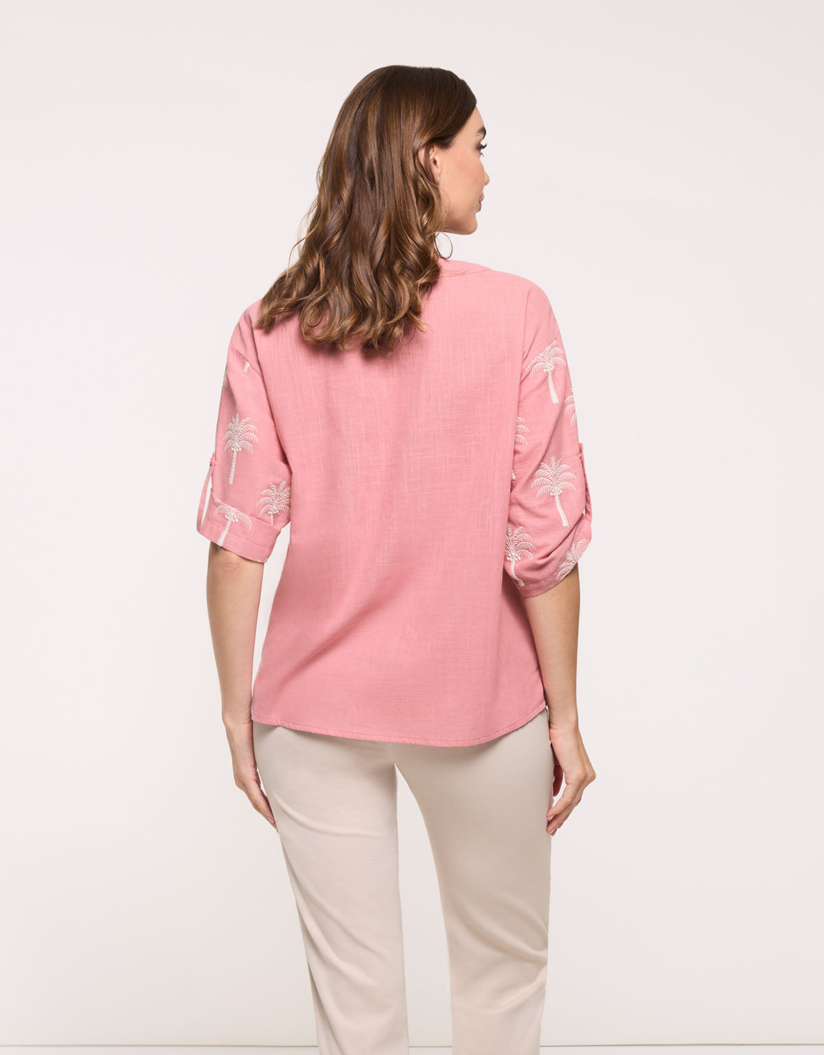 Pink Embroidered Print Shirt - Australis