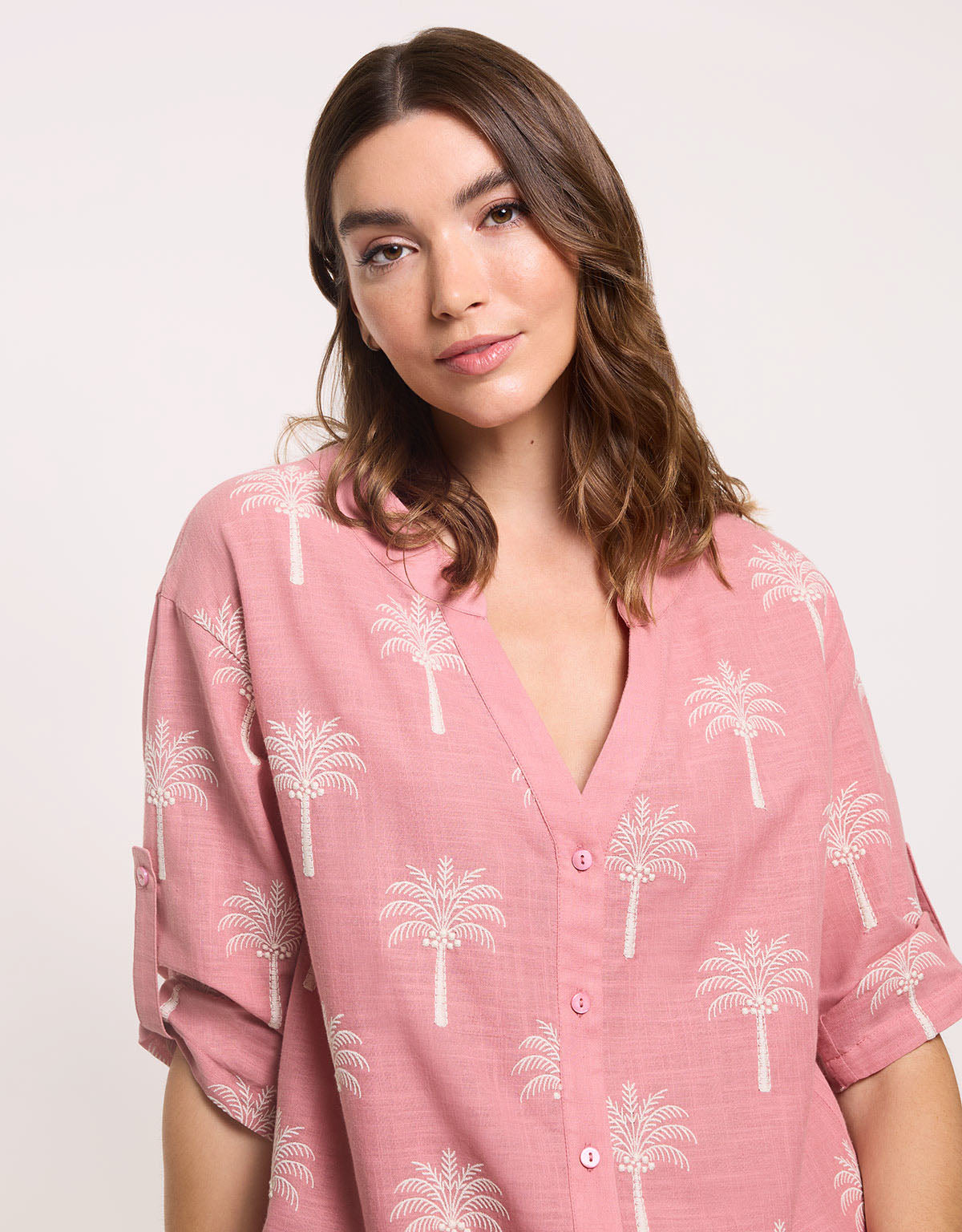 Pink Embroidered Print Shirt - Australis