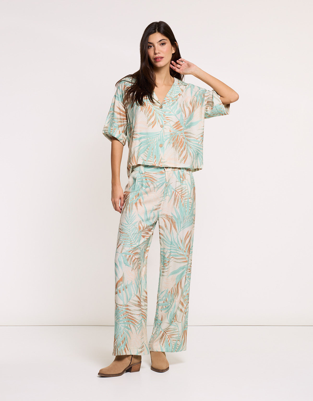 Camisa Manga Media Beige - Poetina 5