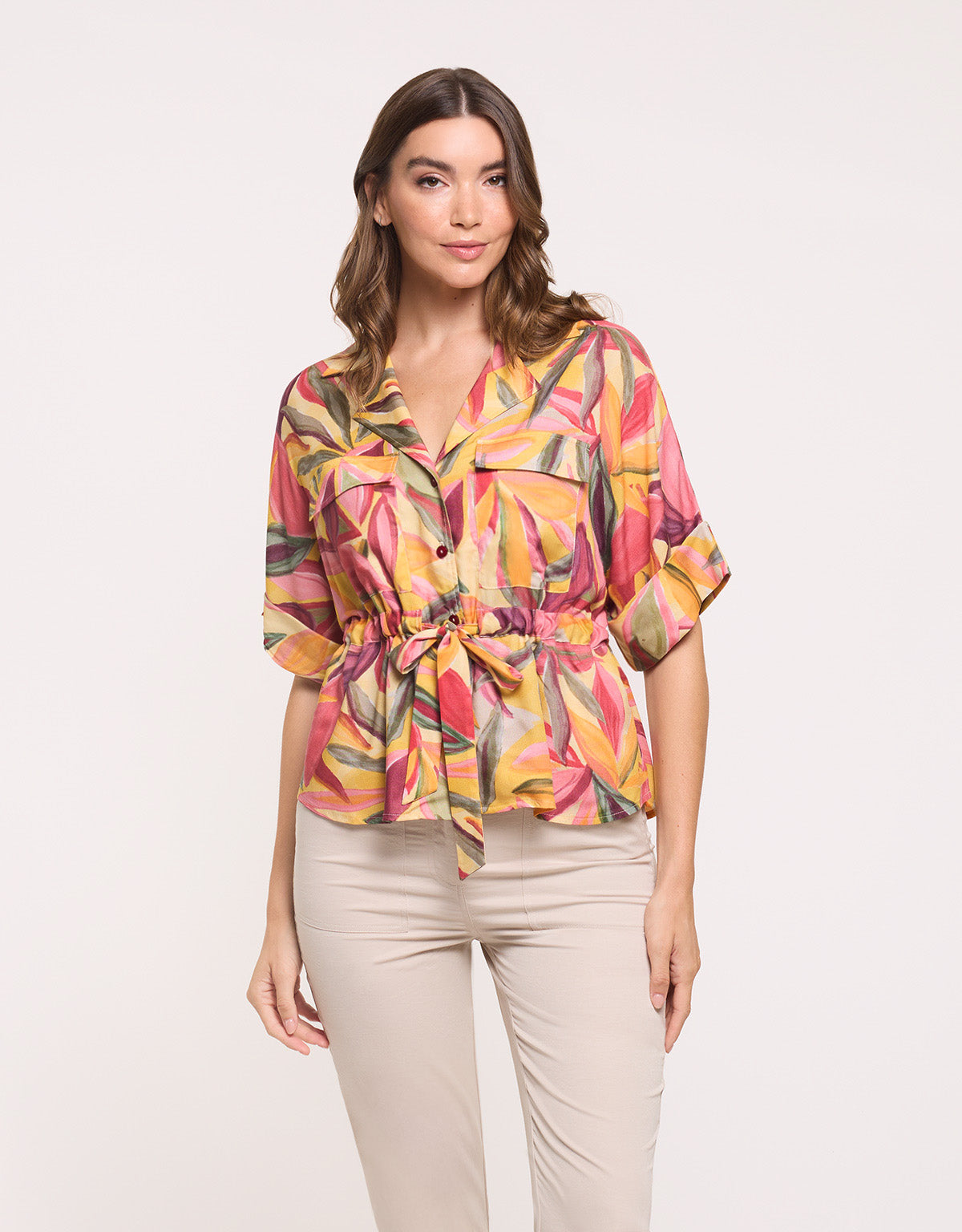 Multicolour Short-Sleeve Blouse - Mistyque