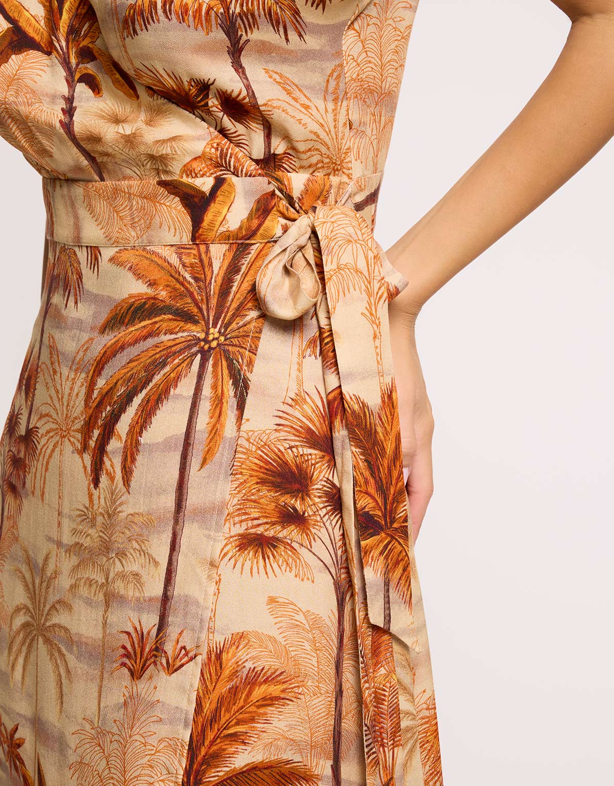 Orange Long V-Neck Dress - Palmida