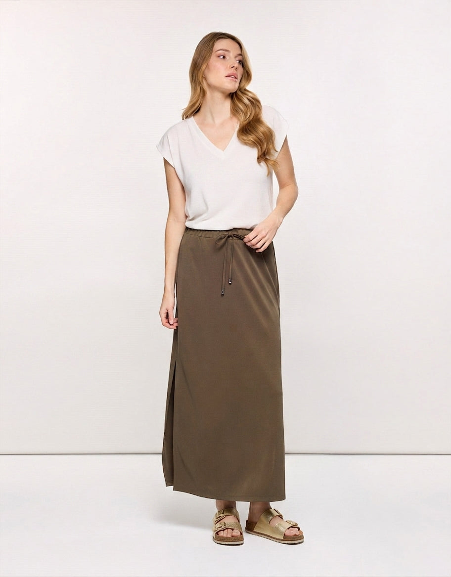 Khaki Midi Skirt - Claudinasa