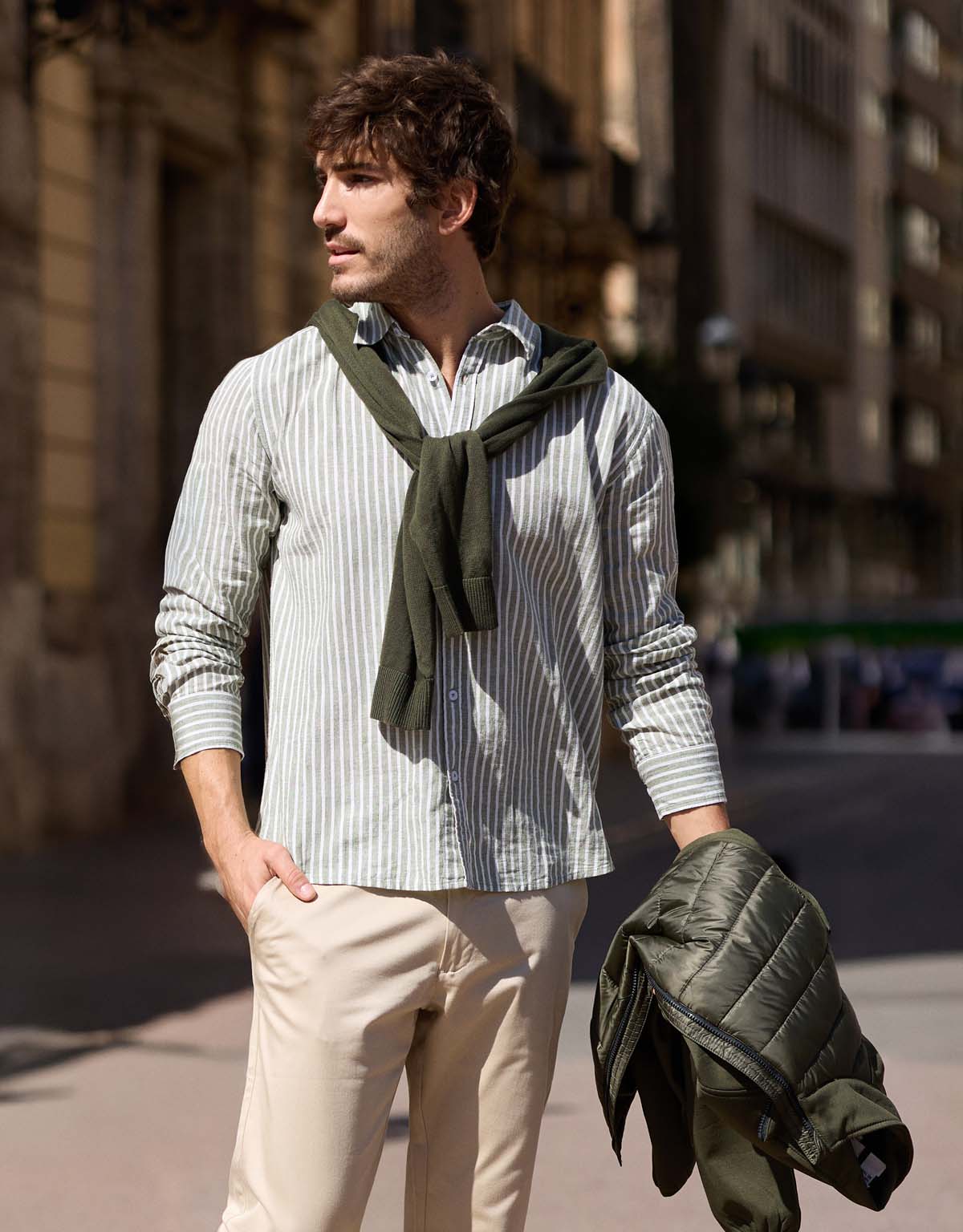 Green Long Sleeve Striped Shirt - Ciclone