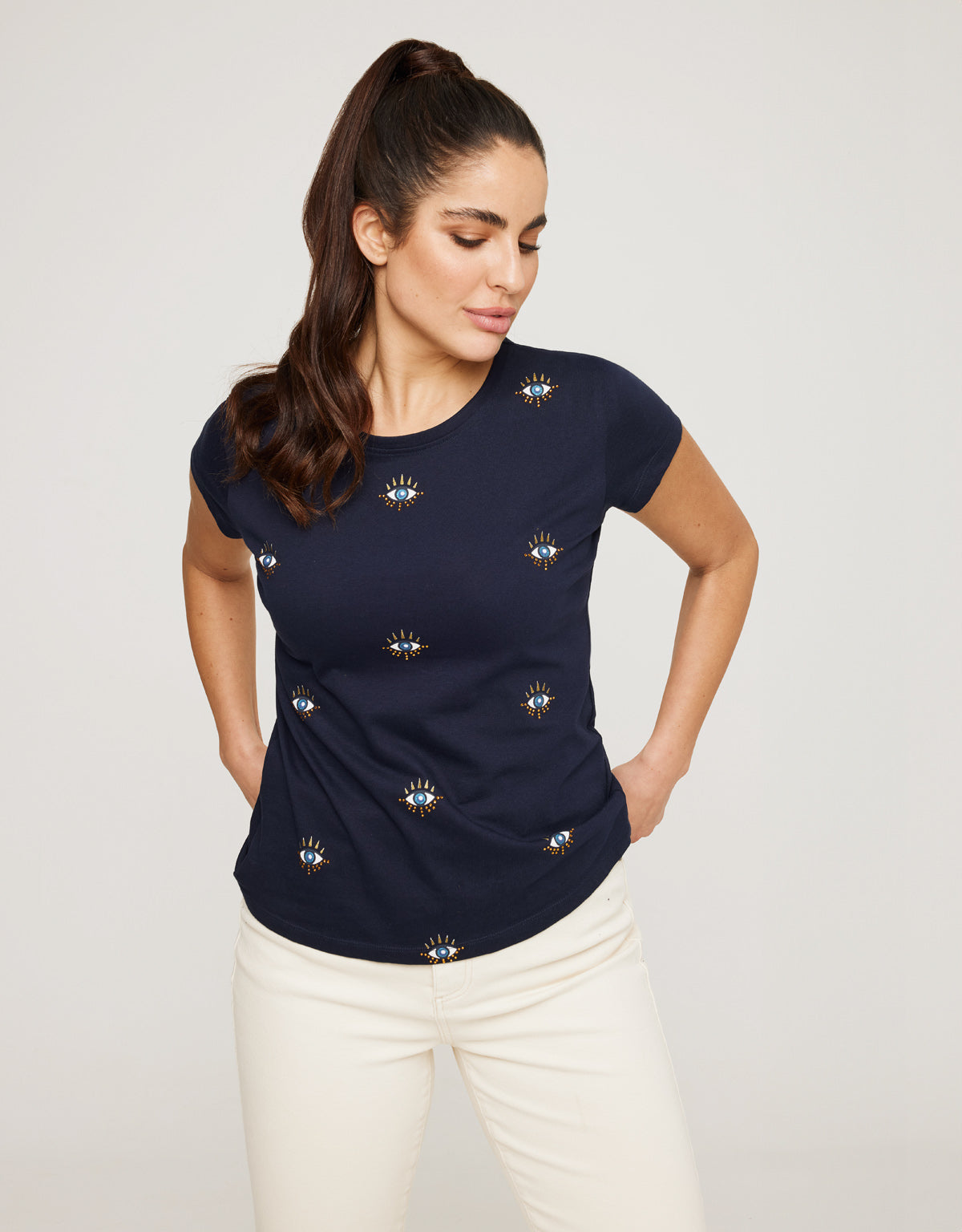 Camiseta Manga Corta Azul Marino - Olhos 