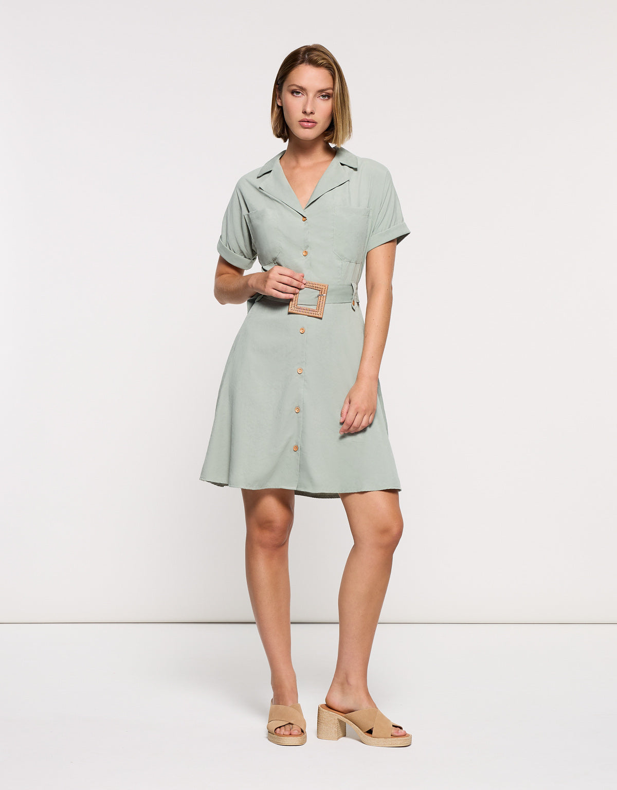 Light Khaki Short Dress - Ilice