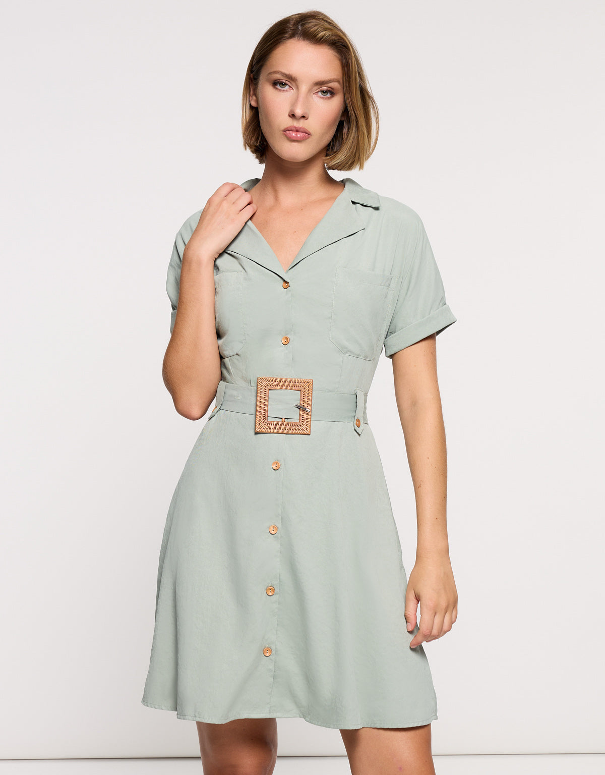 Light Khaki Short Dress - Ilice