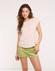 Striped Short Sleeve T-Shirt Beige - Madonna