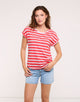 Striped Short Sleeve T-Shirt Coral- Madonna