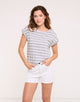 Striped Short Sleeve T-Shirt Gray- Madonna